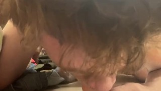 Watch Me Sit on a Huge Cock after Gagging On the Whole Dildo