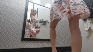  busty brunette in the public dressing room