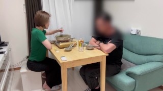 「初複数プレイ」彼の後輩君が食事に来てノーブラで対応したら後輩君とエッチな流れに❤寝取られちゃった❤爆笑も「前編です」 NTR/日本人/熟女/巨乳/パイパン/無修正/潮吹き/変態/中出し/人妻/浮気