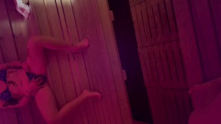 Flashing a Stranger in Public Sauna (more on onlyfans @ girlsonfilm333)
