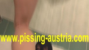 blond pissing sub in bath