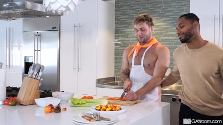 ManRoyale Intense Interracial Kitchen Sex With Hung Guys