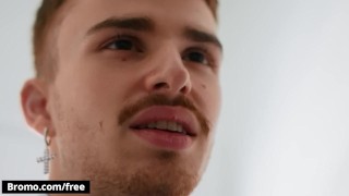 BROMO - Bo Sinn Puts Twinky Ryan Jacobs Up Against The Wall And Feeds Him With His BIg Cock