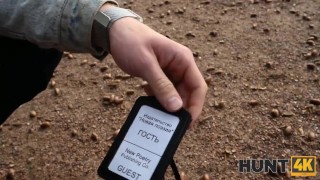 HUNT4K. Naughty girl asks man to sneak inside while BF reads poems