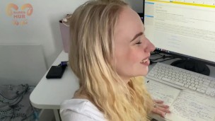 Slutty student offers her holes for the best mark