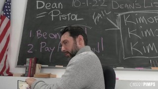 Asian Babe Kimora Quin Catches Her Teacher in the Act In The Classroom and Fucks To Keep His Secret