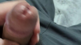 Cum with me: furry bear busts a nut on the bed