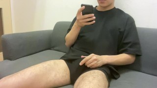 #54 【大学生のルーティンオナニー１１】パンツの上からいじって勃起したちんぽをシコシコしました