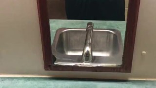 Early Morning Pee Desperation While Camping - Risky Public Pissing & Cumming In A Public Washroom