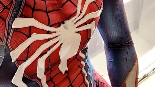 exhibitionist spiderman cums from hotel window 💦