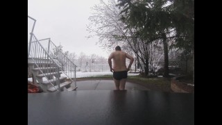 Me Stripping, Rolling in Snow, Shaking Dick in Cold Weather