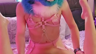 Transgender Furry In Pink Lingerie Roughly Fucks Alien Fursuiter!