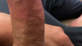 Showing off big daddy cock