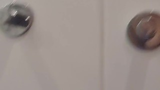 I suck my neighbor's cock in the shower until he cums in my face