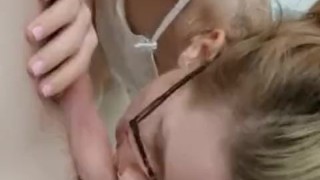 given the weather outside, a good blowjob is required and I cum on her small tits