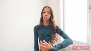 Tall and Skinny Light Skin ebony Fashion Model Lia Lin Fucked In Yoga Pants At The Gym