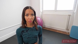 Tall and Skinny Light Skin ebony Fashion Model Lia Lin Fucked In Yoga Pants At The Gym