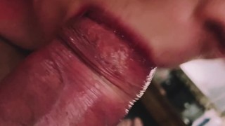 Lipstick blowjob on husband