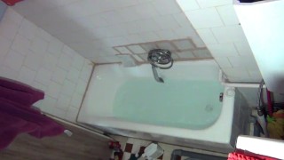 Taking a bath ( natural body, natural behavior, natural blonde girl in the tub )
