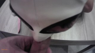 I bound my wife on the table on pantyhose and high heels and fucked her mouth