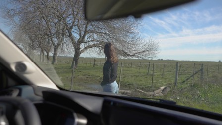 Horny teen sucked and swallowed me on our road trip - amateur POV