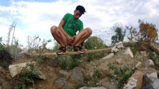 Middle eastern twink outdoor - cumshot on hand