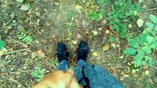 Twink is pissing and cumming on his dirty used sneakers