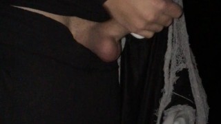 Spooky night public - Massive cumshot on a monster