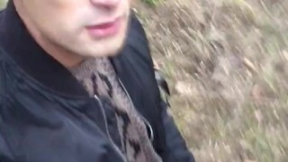 Middle eastern guy outdoor jerking in the camp