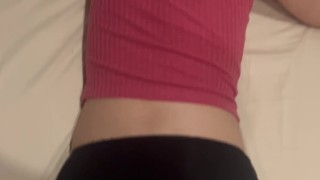 little quick cumshot on her butt on her way home from work