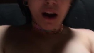 goth slut gets fucked hard & covered in cum
