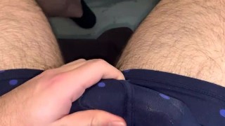 Jerking in AFTER WORK-OUT SWEATY & STAINED Superdry boxers