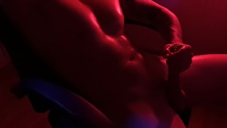 A guy masturbates his hard dick on you baby