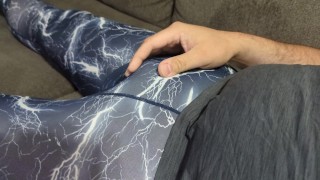 OnlyFans Teaser: hung, hairy bear stroking and cumming in spandex tights