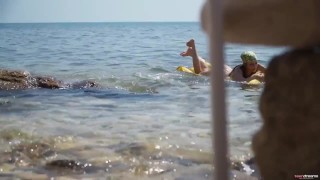 Sexy Sirena Masturbating at the Beach