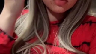 Girl plays with her big boobs
