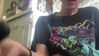 Vibratory fun on clit til I cum