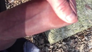 Uncut thick cock cumshot with just slightly pulling back and forth foreskin outside