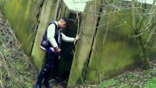 Autumn jerk off under the bridge - from soft cock till cum