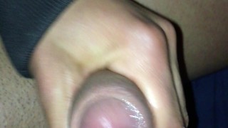 Close up thick uncut cock cumshot - outdoor night