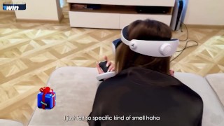 Tricky stepson fucks his naive stepmom while she is in virtual reality