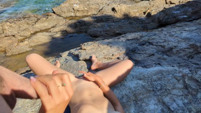 Tanned Fit Tourist Girl Jerks Off on me at the beach and i fucked her Tight Ass in Public view