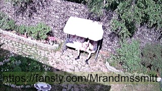 outdoor sex, her orgasm from a vibrator and a sea of sperm