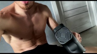 Male Massage happy ending! Cumming with no hands! Massive cumshot! Male orgasm in convulsions!