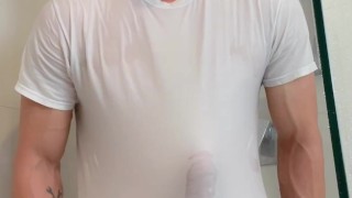 Monster Cock vs Wet White Tee