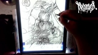 She Sucked The Soul Outta My Nuts for a Gigantic Load w/ Xray Vision - Drawing Timelapse by Drenched