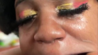 I Make @GoldenEbonii Stretch Her Mouth Wide To Swallow My Cock