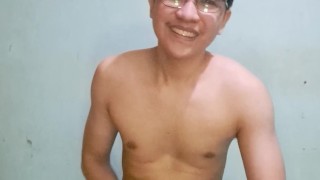 Asian boi beating his cock again