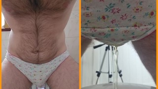 Dual view pissing in already pissed in panties