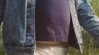 walking naked in see-through shorts